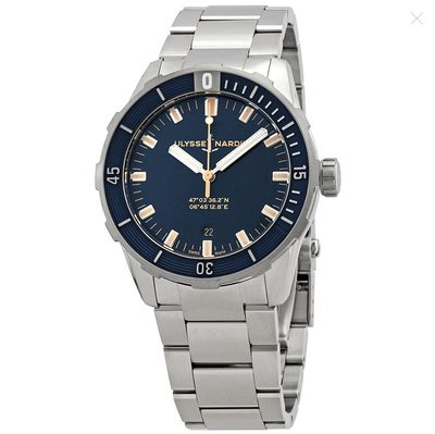 雅典Ulysse Nardin 81631757M93潜水员自动蓝色表盘男士手表腕表