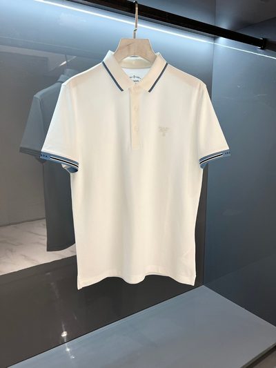 Prada/普拉达t恤男装半袖夏季新款男青年休闲商务翻领短袖polo衫